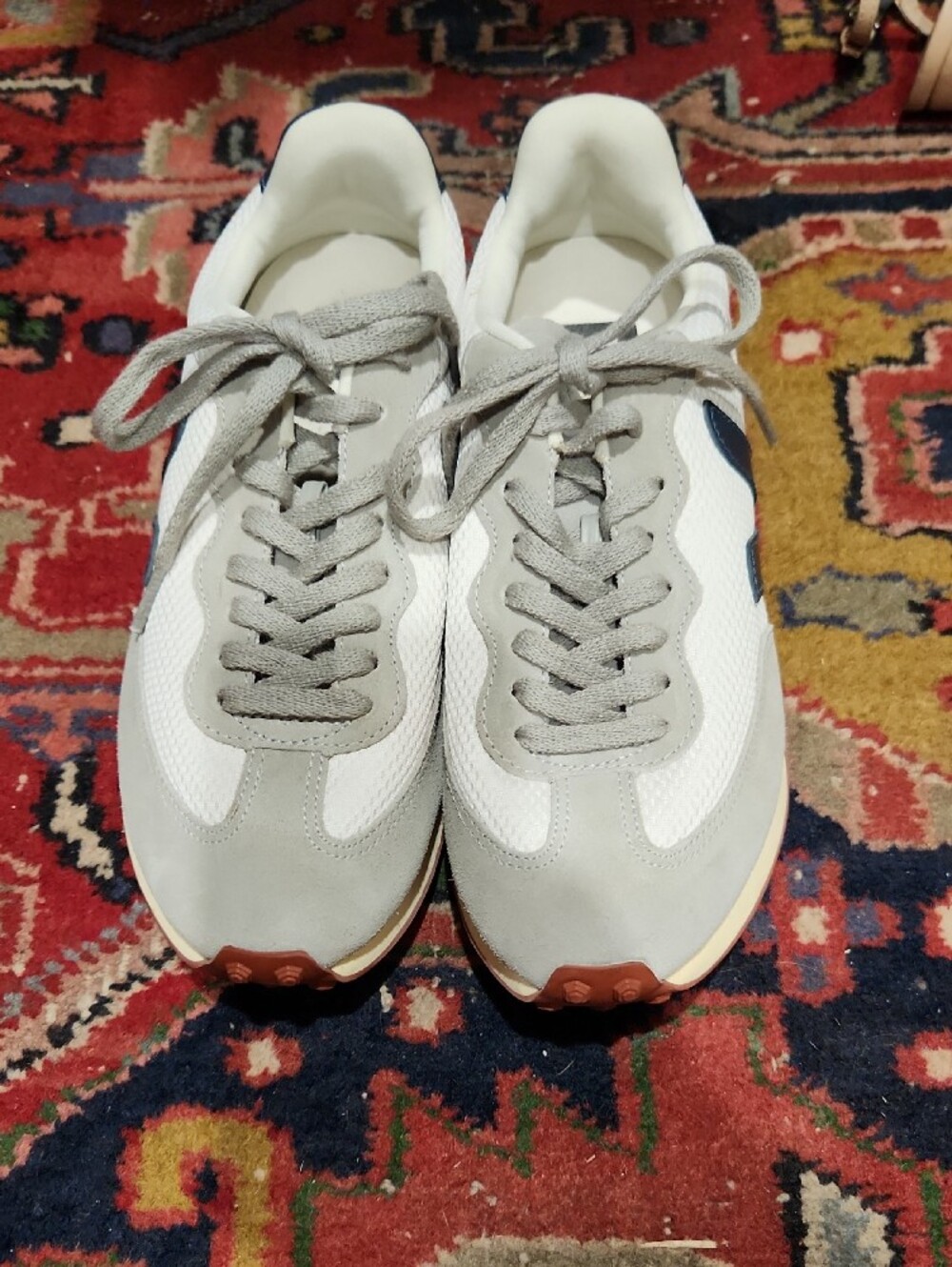 Veja White Sneakers with Gray Laces and Navy Logo - Picture 6 of 8